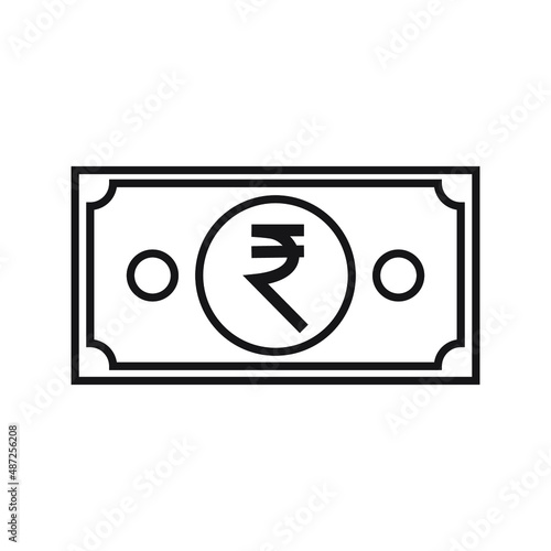 Indian rupee currency symbol banknote icon.