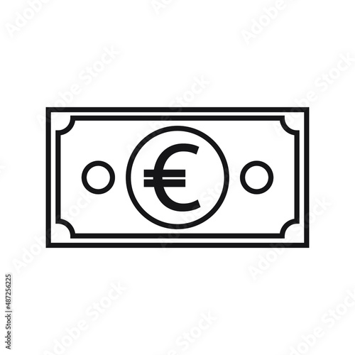 Euro currency symbol banknote icon.