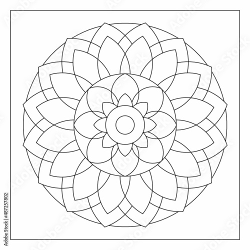 Simple mandala flower. Easy coloring pages for adults. EPS8. #456