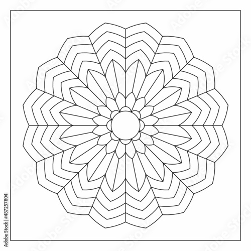 Simple mandala flower. Easy coloring pages for adults. EPS8. #455