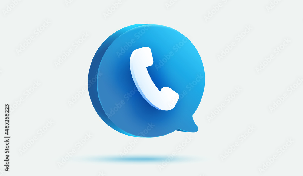 Phone icon communication Sign and Symbol with blue message bubble 3d vector Illustration. Phone icon communication Sign and Symbol with blue message bubble 3d vector Illustration.