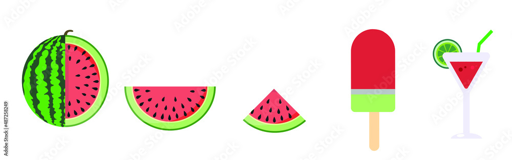 watermelon, watermelon ice cream and juice watermelon, watermelon ice cream and juice