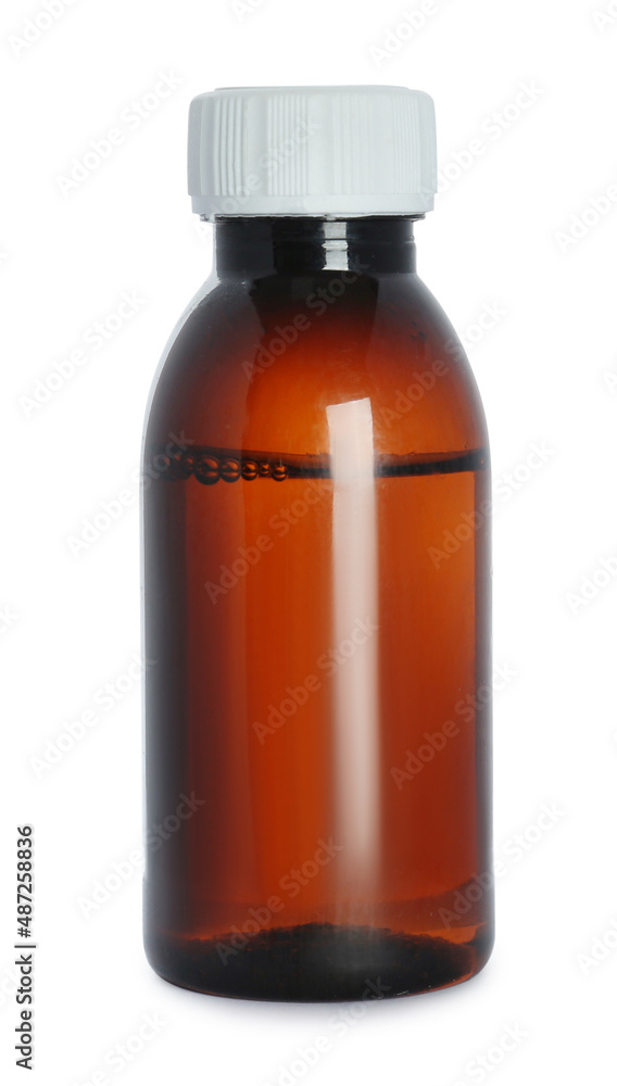 Bottle of cough syrup isolated on white Bottle of cough syrup isolated on white