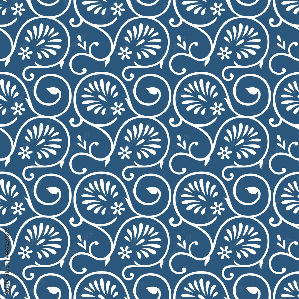 Seamless swirly vector floral pattern design