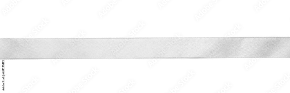 Beautiful silver ribbon isolated on white, top view Beautiful silver ribbon isolated on white, top view