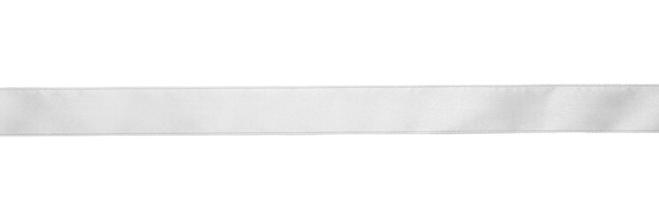 Beautiful silver ribbon isolated on white, top view