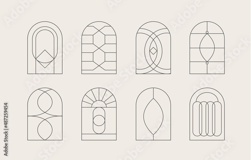 arch collection with geometric,curve.Vector illustration for icon,sticker,printable and tattoo