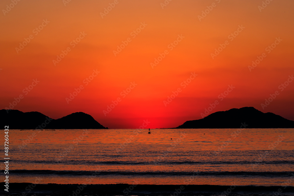 鐘崎海岸のだるま夕日 鐘崎海岸のだるま夕日