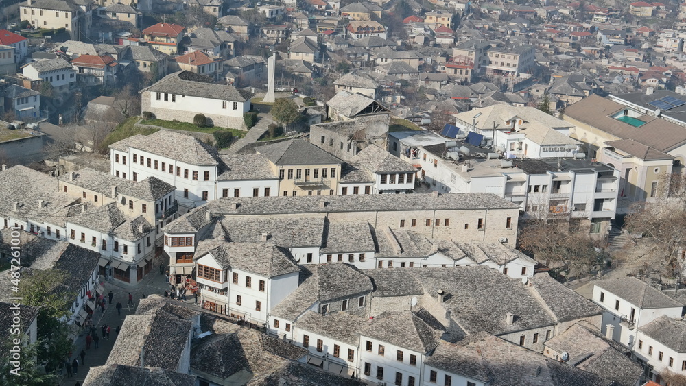 Scenery of the old town of Gjirokastra in Albania