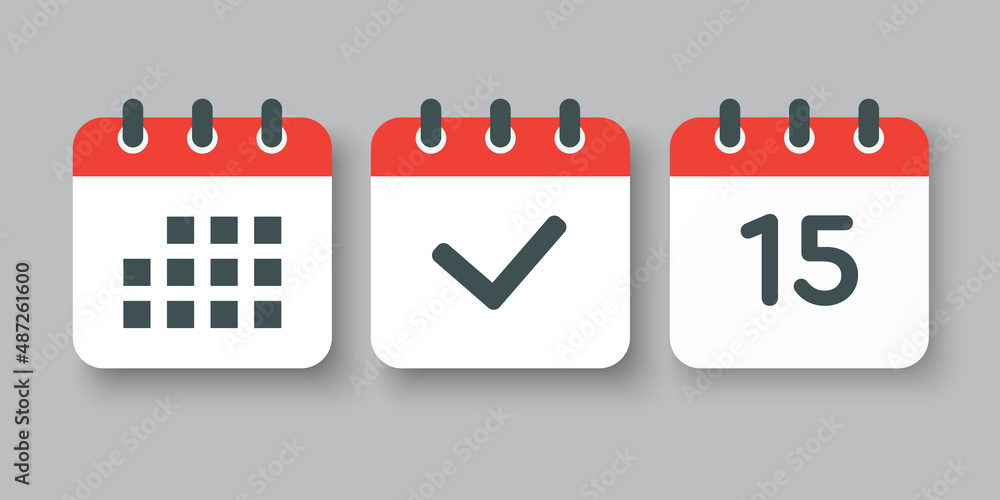 Vector icon page calendar number 15, done, agenda Vector icon page calendar number 15, done, agenda