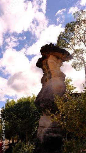 The beautiful stone Earth Pillar, rock formation in Pha Taem National Park Ubon Ratchathani, Thailand. © Veruree