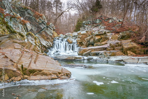 Frozen Scott's Run waterfall.Scott's Run Nature Preserve.Fairfax County.Virginia.USA
