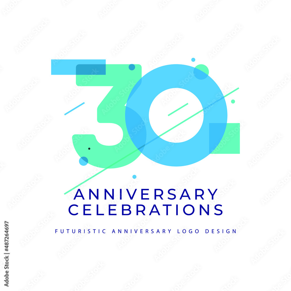30 years anniversary celebrations logo design template - obrazy, fototapety, plakaty 