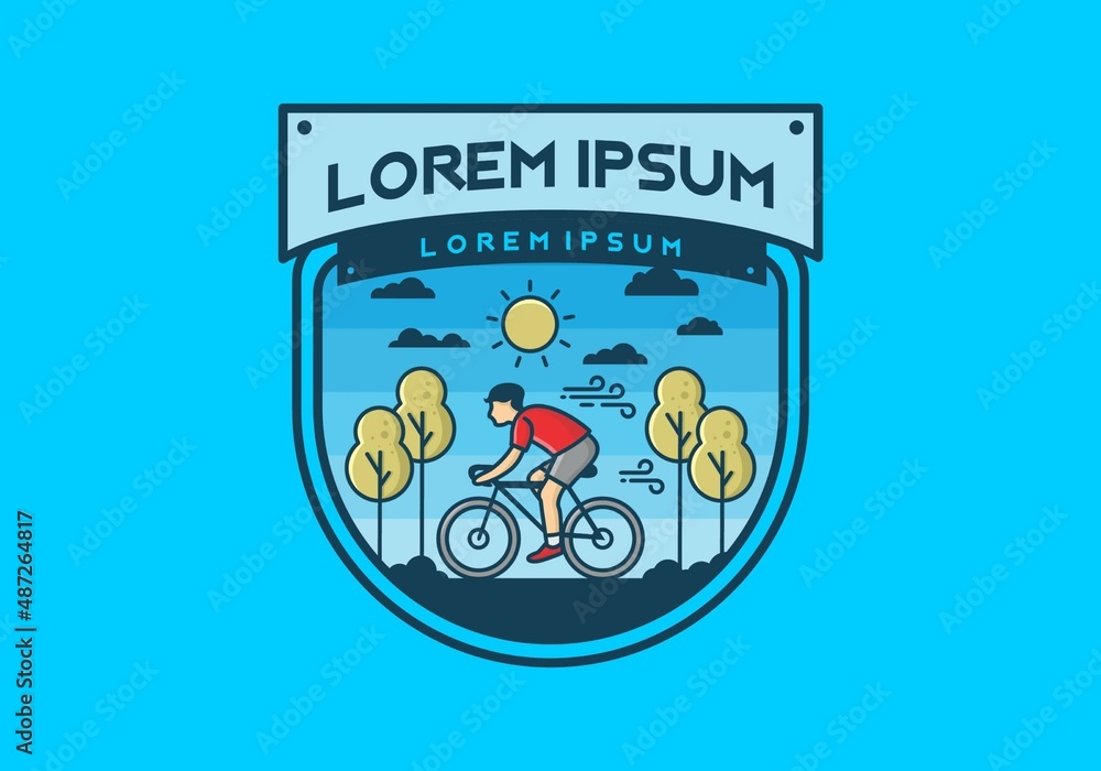 Fototapeta premium Riding a bicycle flat illustration