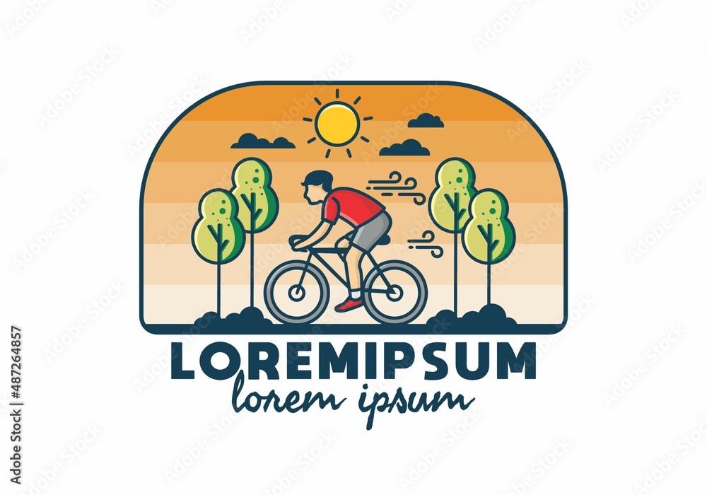 Riding a bicycle flat illustration Riding a bicycle flat illustration