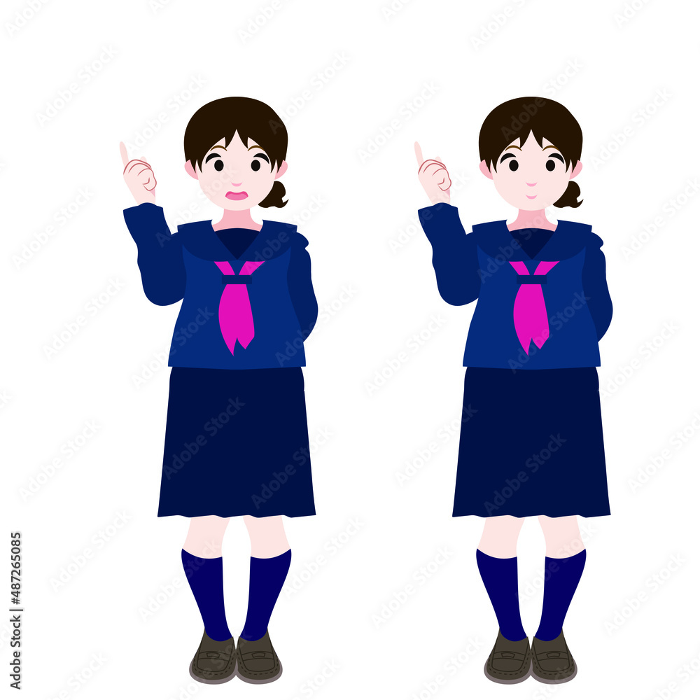 指摘するセーラー服の女学生 指摘するセーラー服の女学生