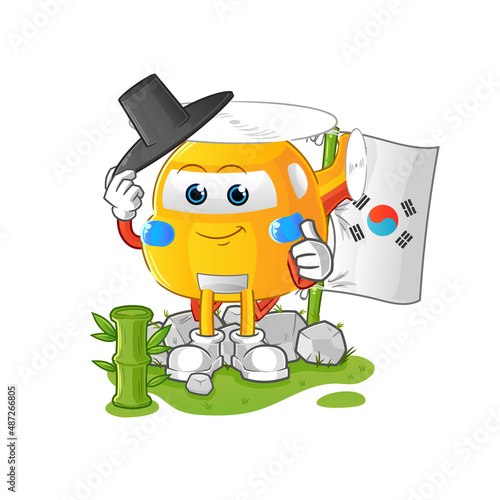 helicopter korean character. cartoon mascot vector