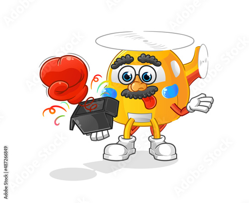helicopter prank glove in the box. cartoon mascot