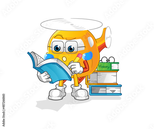 helicopter studying mascot. cartoon vector
