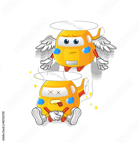 helicopter spirit leaves the body mascot. cartoon vector