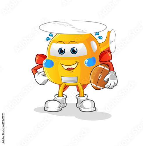 helicopter playing rugby character. cartoon mascot vector