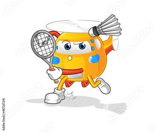 helicopter playing badminton illustration. character vector