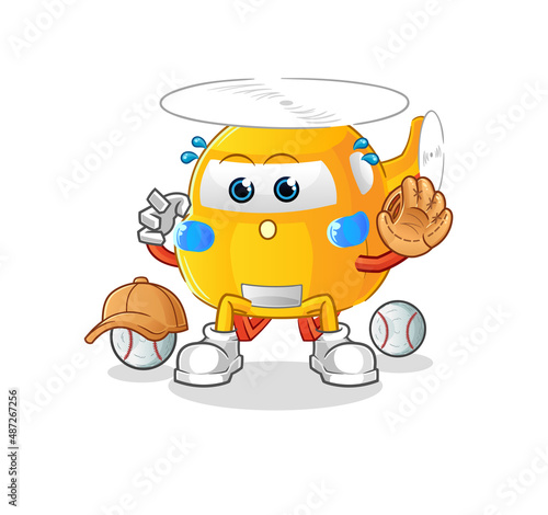 helicopter baseball Catcher cartoon. cartoon mascot vector