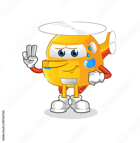 helicopter lie like Pinocchio character. cartoon mascot vector