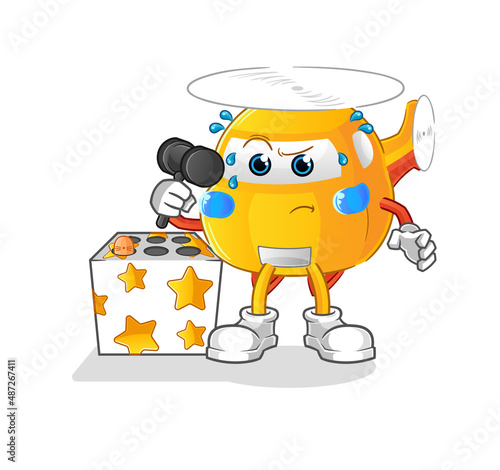helicopter play whack a mole mascot. cartoon vector