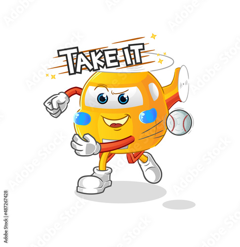 helicopter throwing baseball vector. cartoon character