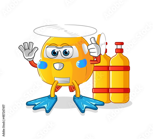 helicopter diver cartoon. cartoon mascot vector