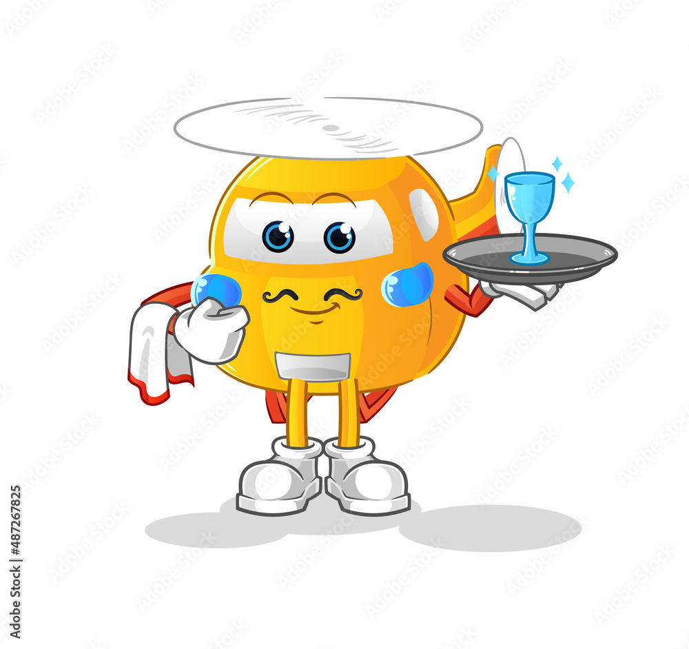 helicopter waiter cartoon. cartoon mascot vector