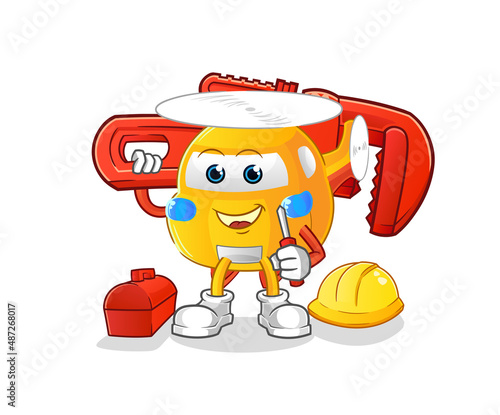 helicopter plumber cartoon. cartoon mascot vector