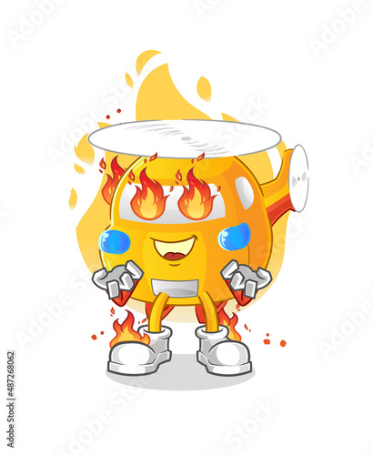 helicopter on fire mascot. cartoon vector