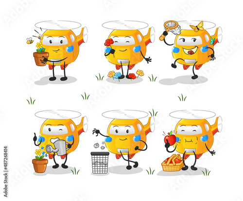 helicopter save the earth group. cartoon mascot