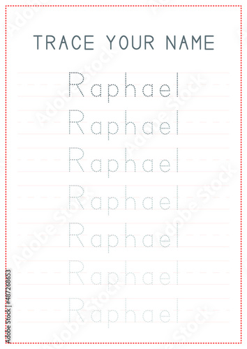 Children Tracing Worksheet - Write Your Name (Raphael)