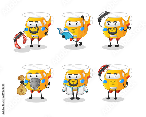 helicopter arab character. cartoon mascot vector