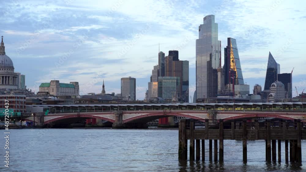 Cityscape of London Thames with St Pauls Cathedral, Blackfriars Bridge and The Sky Garden. Cityscape of London Thames with St Pauls Cathedral, Blackfriars Bridge and The Sky Garden.