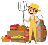 A farmer cartoon character on white background