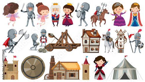 Set of fantasy cartoon characters