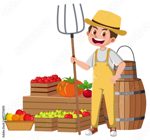 A farmer cartoon character on white background