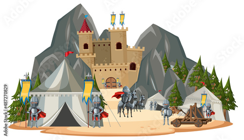 Isolated landscape of medieval army camp