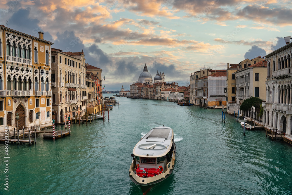 panoramic view of the grand canal of venice, from the academy bridge panoramic view of the grand canal of venice, from the academy bridge