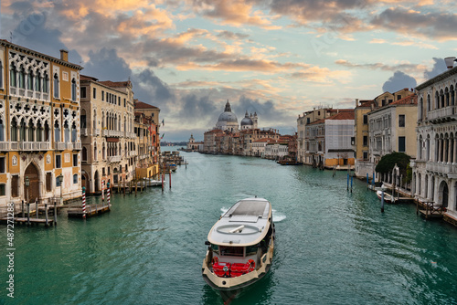 panoramic view of the grand canal of venice, from the academy bridge