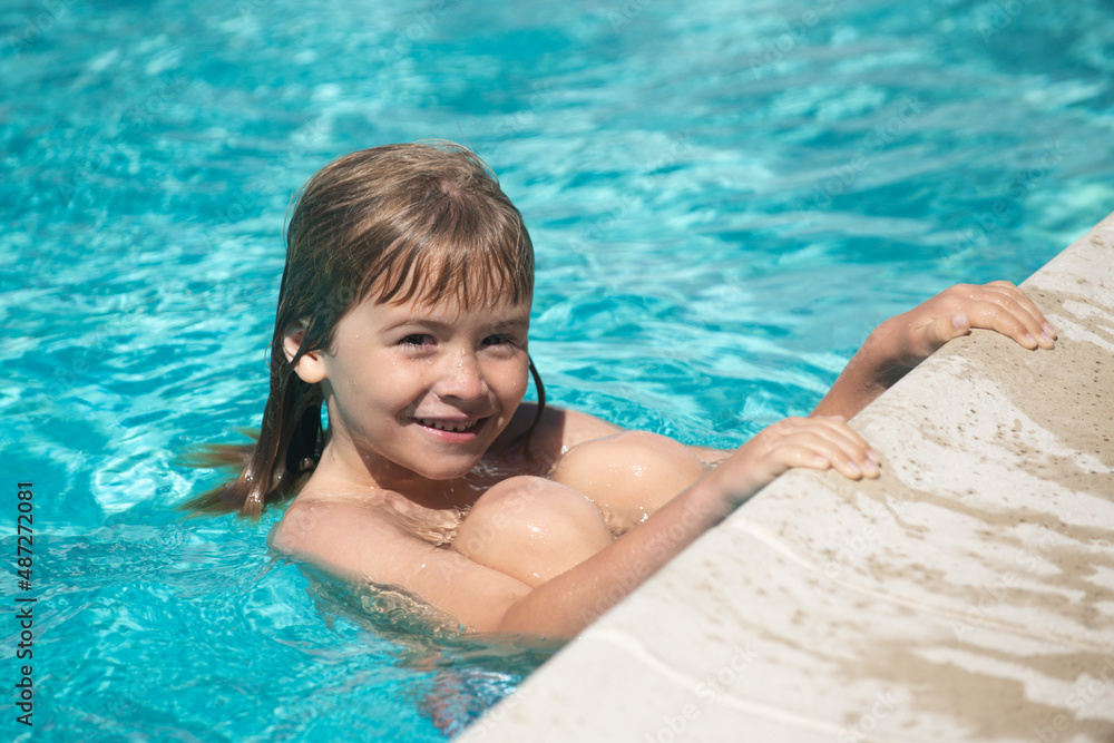 Kid in swimming pool Kids summer vacation concept Stock Photo Adobe Kid in swimming pool Kids summer vacation concept Stock Photo Adobe