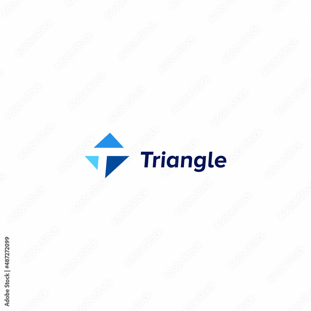 Creative Three Triangle Geometric Shape with Initial Letter T as Negative Space Logo Creative Three Triangle Geometric Shape with Initial Letter T as Negative Space Logo