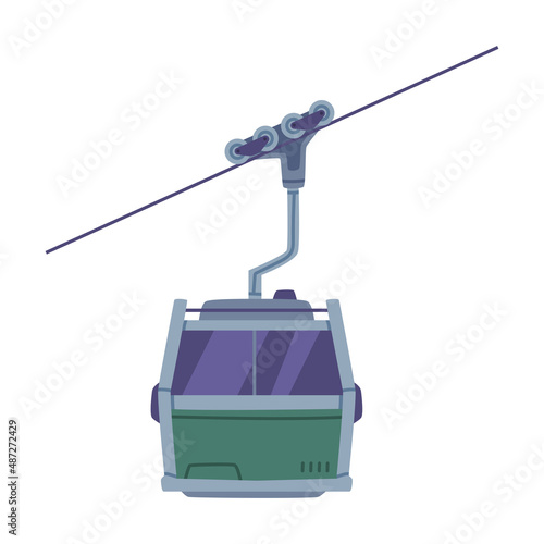 Chinese Funicular as Cable Railway on Steep Slope Vector Illustration