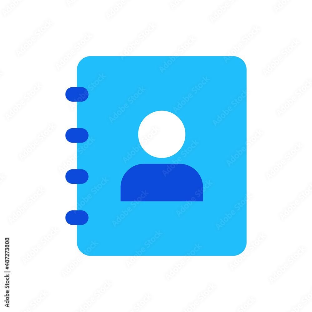 Address book icon vector graphic illustration in blue Address book icon vector graphic illustration in blue