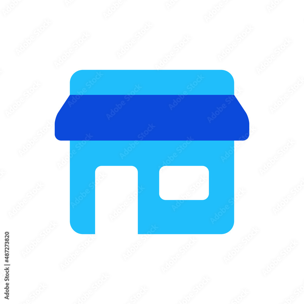 Shop store icon vector graphic illustration in blue Shop store icon vector graphic illustration in blue