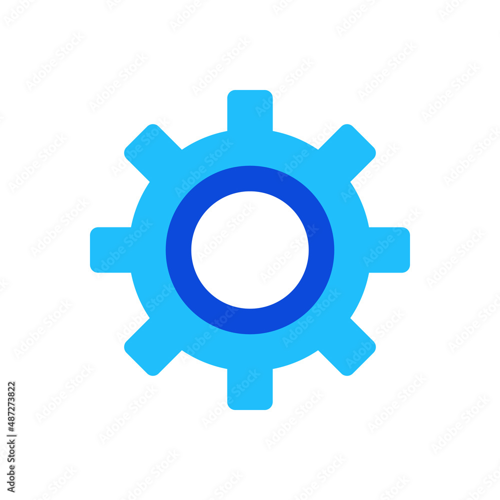 Gear cogwheel icon vector graphic illustration in blue